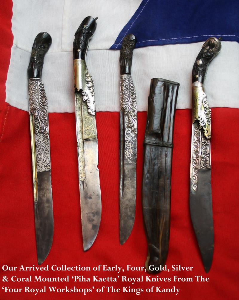 Antique Museum Worthy 17th-18th Century Sinhalese Nobleman's Dagger Piha Kaetta, From The Royal Workshops of The King Of Kandy, Sri Lanka, With Fabulous Chisseled,Engraved Gold Alloy, Silver, & Carved Black Coral Grip