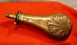 A Good French Boche Powder Flask, 19th Century, Shell Pattern