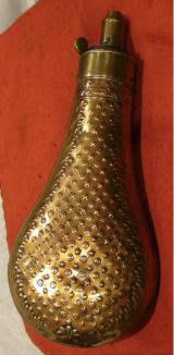 A 19th Century Dixon Musket Powder Flask With Embossed Body