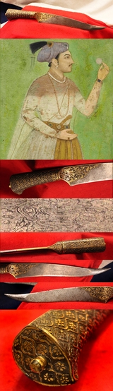 An Absolutely Stunning Museum Piece & Fit For A Prince, An 18th-19th Century Mughal Wootz Steel & Gold Dagger
