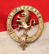 Royal Scottish Clan Glengarry Badge  'In Defence' Lion Rampant, Gilt