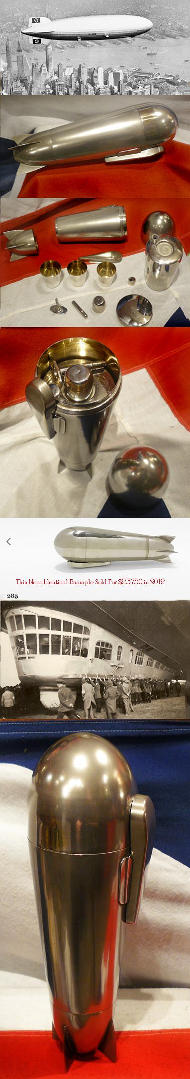 A Spectacular 1928, Original 'Zeppelin' Issue Airship Cocktail Shaker & Travelling Bar. The Last Example We Found Sold For $23,000 In 2012 in Auction