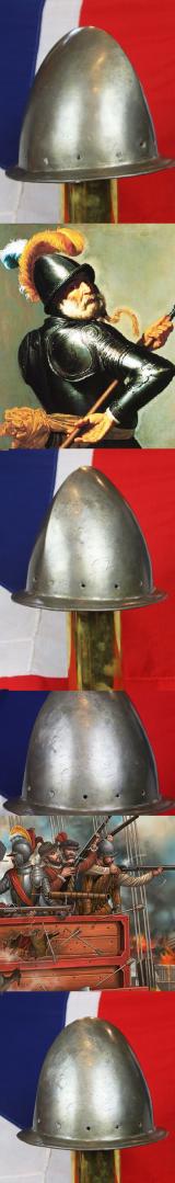 Very Fine Late 16th Century, Morion Cabasset Helmet. A Queen Elizabeth Ist Helmet of the Spanish Armada Period Circa 1570. Captured From the Spanish Fleet, Re-issued to English Musketeers and Pikemen & Used Until the English Civil War of King Charles 1st