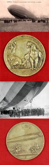 Imperial German Bronze Zeppelin Forced Landing Medal 50mm With Symbolic Cockeral & Eagle