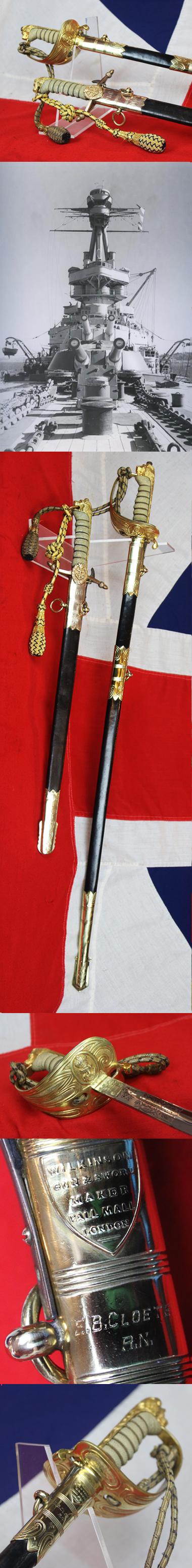 British Admiral’s Royal Naval Wilkinson Sword of Rear-Admiral Edward Balfour Cloete, Royal Navy.