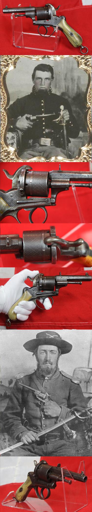 A Most Fine US Civil War Period 9mm Revolver, Deluxe Engraved Throughout & Hand Carved Grips