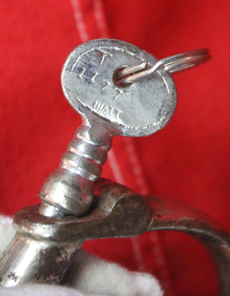 Victorian Jack the Ripper Period 'Derby' Pattern Best Warranted Wrought Hard Steel Handcuffs