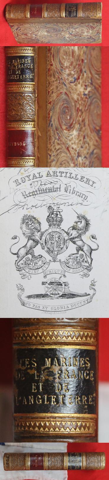 A Very Interesting & Beautiful French Leather Book on the Royal Marines And French Marines 1815 to I863 Les Marines de la France et de L'Angleterre 1815-1863 by Raymond, M. Xavier