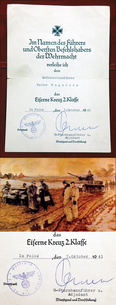 5th SS Panzer Division 'Wiking' Iron Cross Second Class Citation. Issued During Operation Barbarossa in October 1941,Signed by SS-Sturmbannfuhrer Adjudant for SS-Obergruppenführer Felix Steiner