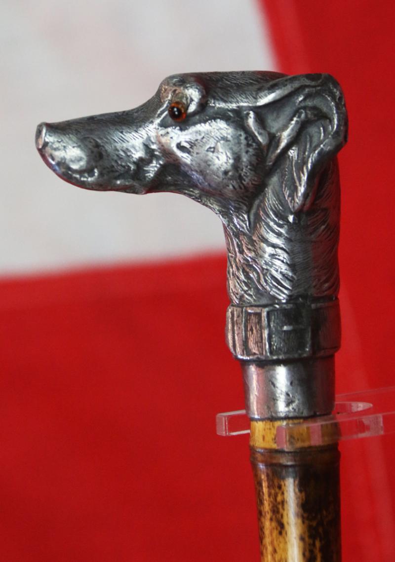 A Stunning, Victorian, Hound’s Head Hidden Sword Stick. With a German Solingen Blade, and Bamboo Haft and Cane....