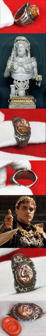 Ancient Roman Silver and Gemstone Intaglio Carved Seal of a Mythical Gryllus, Late 2nd to Early 3rd Century, From The Era of Emperors Marcus Aurelius, Commodus To Septimus Severus
