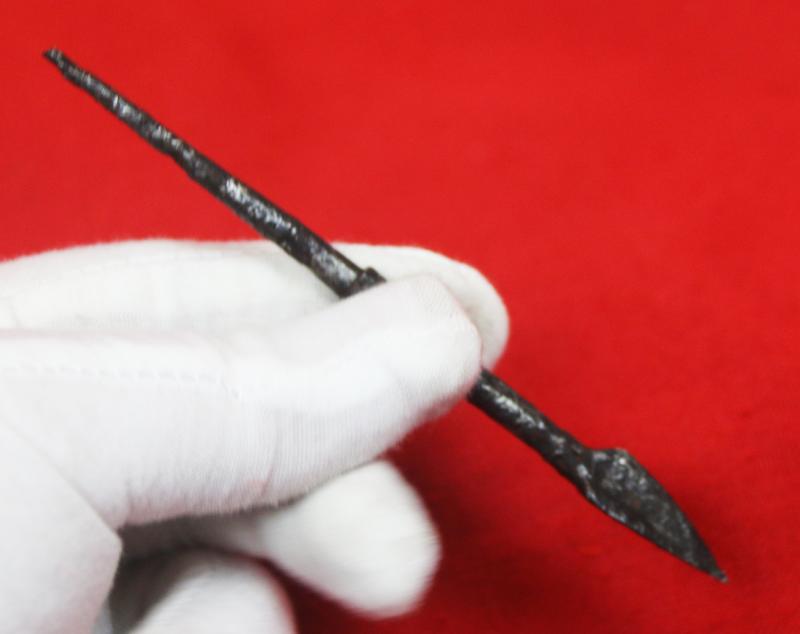 A Superb Condition Relic From the Battle of Agincourt. A Fierce-Some Armour or Helmet Piercing Welsh Longbowman'sTanged Long Arrowhead. Recovered From Azincourt in the 1820's