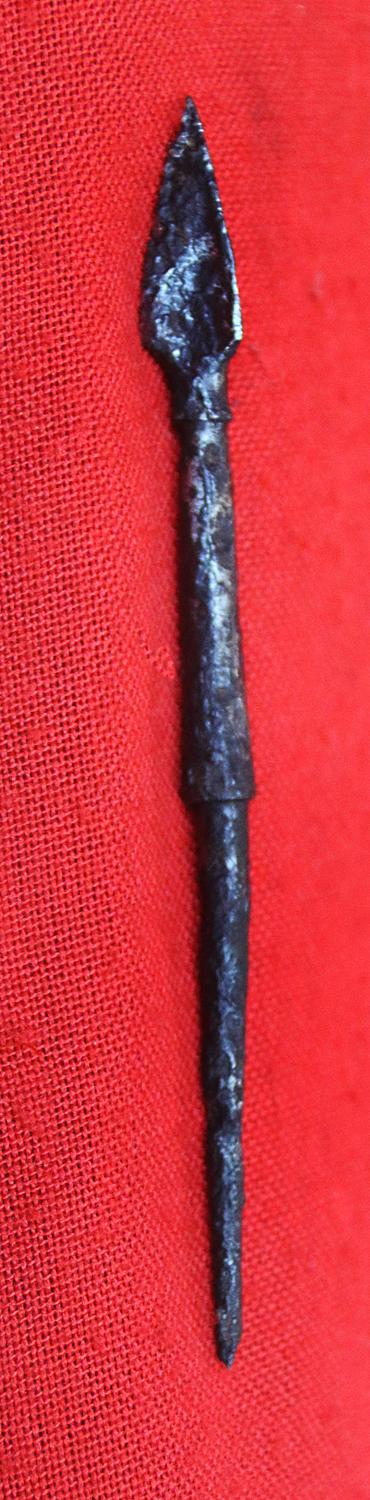 A Superb Condition Relic From the Battle of Agincourt. A Fierce-Some Armour or Helmet Piercing Welsh Longbowman'sTanged Long Arrowhead. Recovered From Azincourt in the 1820's