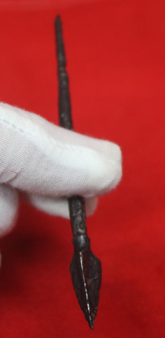 A Superb Condition Relic From the Battle of Agincourt. A Fierce-Some Armour or Helmet Piercing Welsh Longbowman'sTanged Long Arrowhead. Recovered From Azincourt in the 1820's