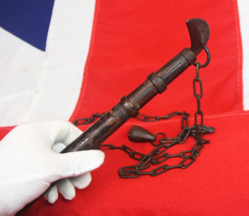 A Most Scarce, Original, Koto Period, Around 500 Years Old Kusarigama a Ninja's Weapon of a Sickle With Weighted Chain, Somewhat Like a Claw Hilted Medieval Flail Mace