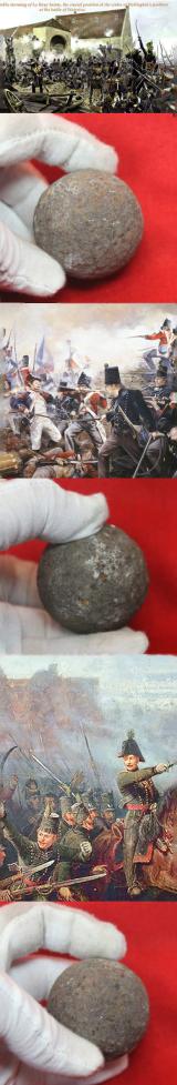French 55mm Round Shot Recovered From La Haye Sainte Waterloo