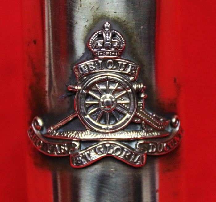 A Superb Piece of WW1 Trench Art. A One Pounder German Shell. Royal Artillery Regimental Badged