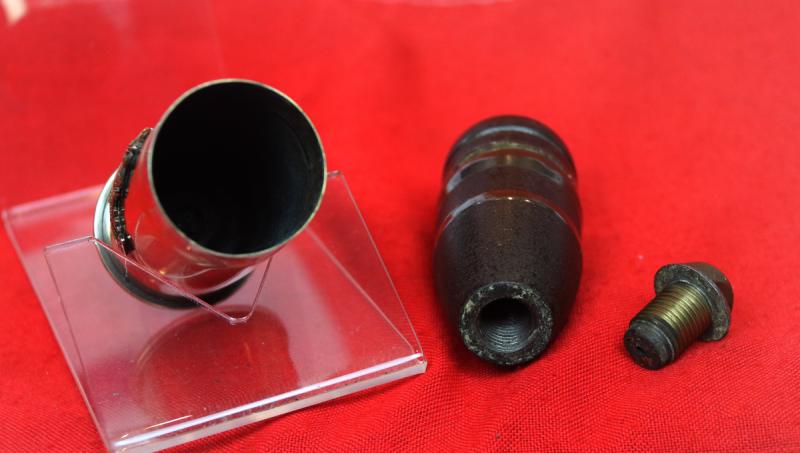 A Superb Piece of WW1 Trench Art. A One Pounder German Shell. Royal Artillery Regimental Badged