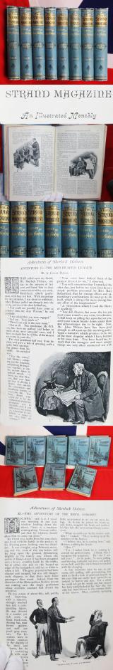 What A Fantastic Gift For A Sherlock Holmes Devotee! First Editions In Book Form. A Beautiful and Rare Set Of The Original 8 Book Bindings, 'The Strand Magazine', That Famously Contains the First Bound Volumes of Sherlock Holmes Adventures