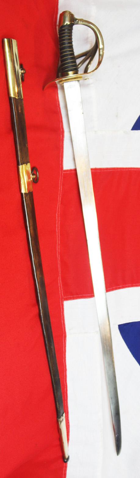 A Superb, French, 1st Empire Napoleonic Wars Cuirassier-Dragoon Sword In Fabulous Condition With Brass and Leather Scabbard