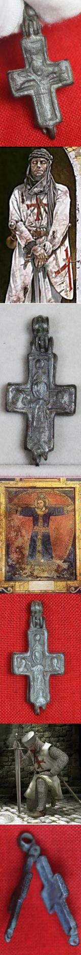 An Early Crusades Period Reliquary Pectoral Cross Hinged Two Part Pendant  From the Ancient Holy Land. Possibly Presented to a Pilgrim Knight Before His Departure for the Crusade, by an Archbishop or Possibly a Pope. Around 1000 Years Old