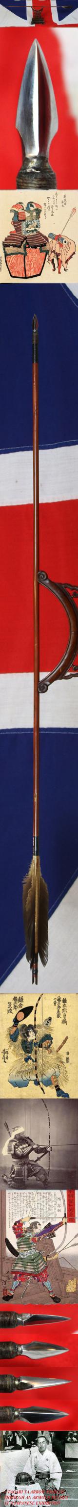 A Delightful & Beautiful Early to Mid Edo Period 1598-1863 Samurai War Arrow. A Tagari-Ya Of Yadake Bamboo, With Sea Eagle Flights and Traditional Tamagahane Steel Head In Incredibly Rare Stunningly Beautiful Polish