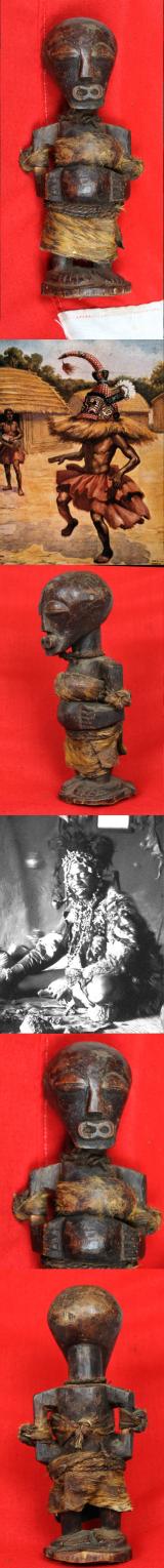 An Original Congolese Songye Fetish Female 'Power  Figure'. A Most Beautiful and Perfect Example Of The Combination of Esoteric, Spiritually Symbolic & Cultural African Tribal Art From The Last Century. Late 19th to Early 20th Century.