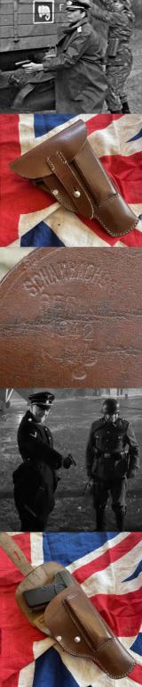An Exemplary WW2 1942 Dated Berlin Issue Third Reich Polizei, Gestapo, and Sicherheitspolizei PPK Holster Berlin Maker Marked & Dated With Polizei Eagle Waffen Stamp