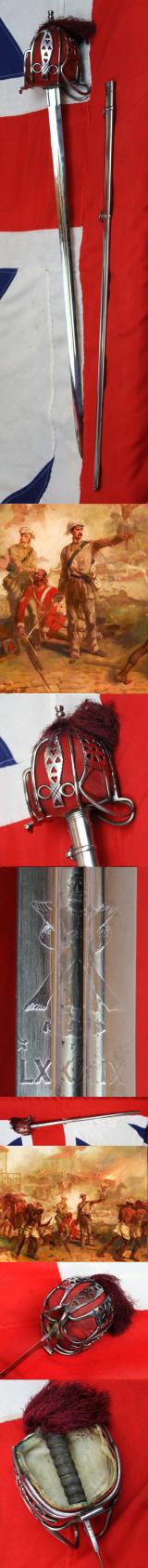 Victorian, Princess Victoria's 89th Regiment of Foot Highlander Officer’s Scottish Basket Hilted Regimental Combat Broadsword. Of The Crimean War, & The Indian Mutiny Later to Become The Princess Victoria's Royal Irish Fusiliers Serving In The Boer War