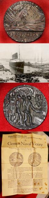 Empire Goetz Medal 1915 - Great War Period, German, Sinking of the Lusitania Medal in Near Mint Condition