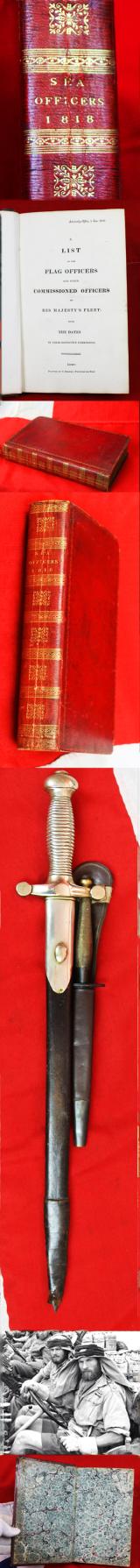 A Rare Admiralty Publication of A List of the Flag Officers and Other Commissioned Officers of His Majesty's Fleet In 1st January 1818. Printed By S Brooke, Paternoster Row, London. Superbly Bound In Red Morocco Leather With Gold Titling