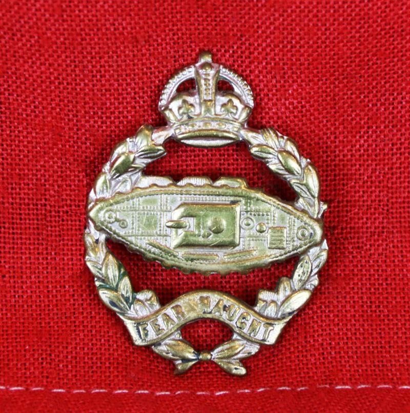 Genuine WW2 Royal Tank Regiment Cap Badge. Formerly of Sapper Mumby R.E.