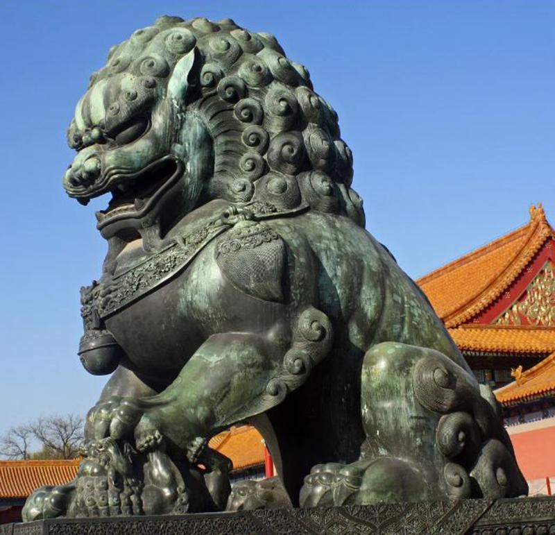 A Beautiful & Very Unusual Large Antique Tibetan Buddhist Ceremonial Ritual Kukri With Decor of Dragon Chinese Foo Lion Dog's. Turqoise and Coral Bead Inset