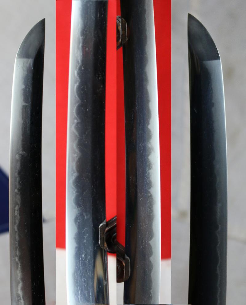 Beautiful Koto Wakazashi, 16th Century, Soten School Fuchgashira, Goto Shishi Lion Dog Kozuka, Silver Urushi Aoi Leaf Lacquer Decor Saya,  Hira-zogan Tetsu Shinto Tsuba Inlaid With Kinko Weeping Willow