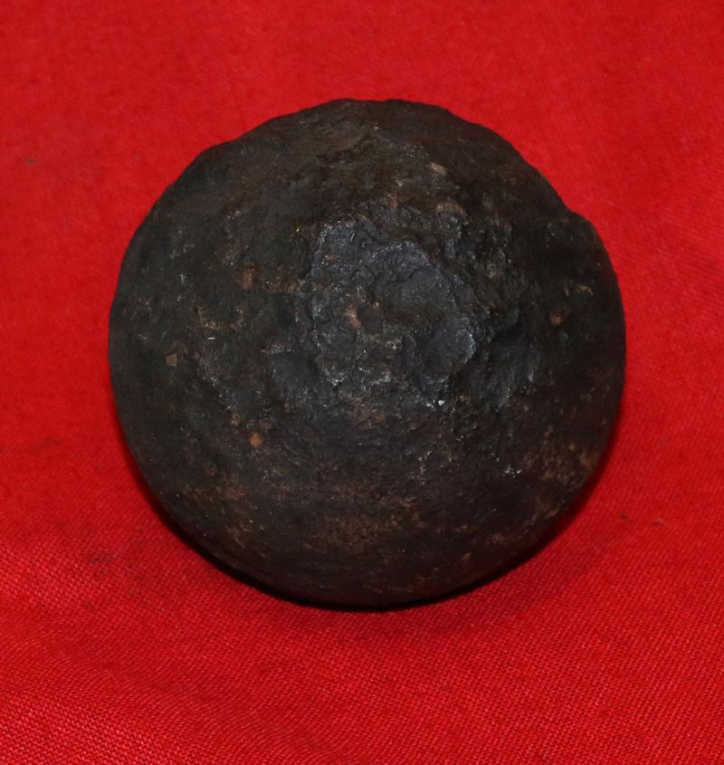 A Superb Original Waterloo Recovered Souvenir '6 Pounder ' Royal Artillery Cannon Ball Fired at La Haye Sainte During The Battle, Recovered From The Farm