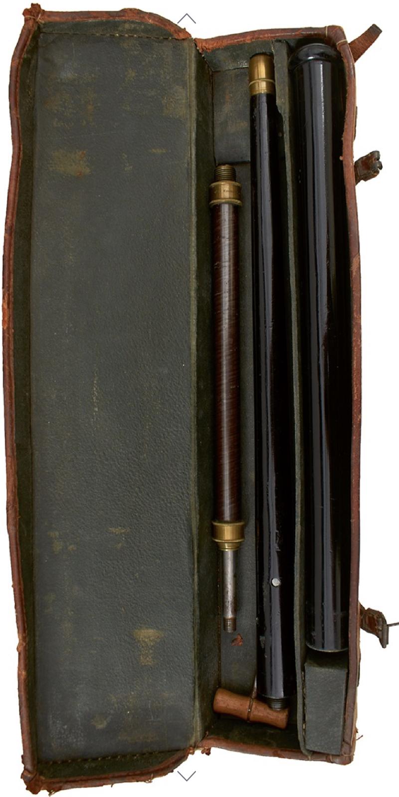 What A Unique And Incredible Christmas Gift This Might Be A Stunning Victorian to Edwardian Antique Gadget Gun Stick Fully Set Within Its Original Hard Canvas Travelling Gun Case With All Accompanying Tools. Unique Collectors Piece From Victorian England