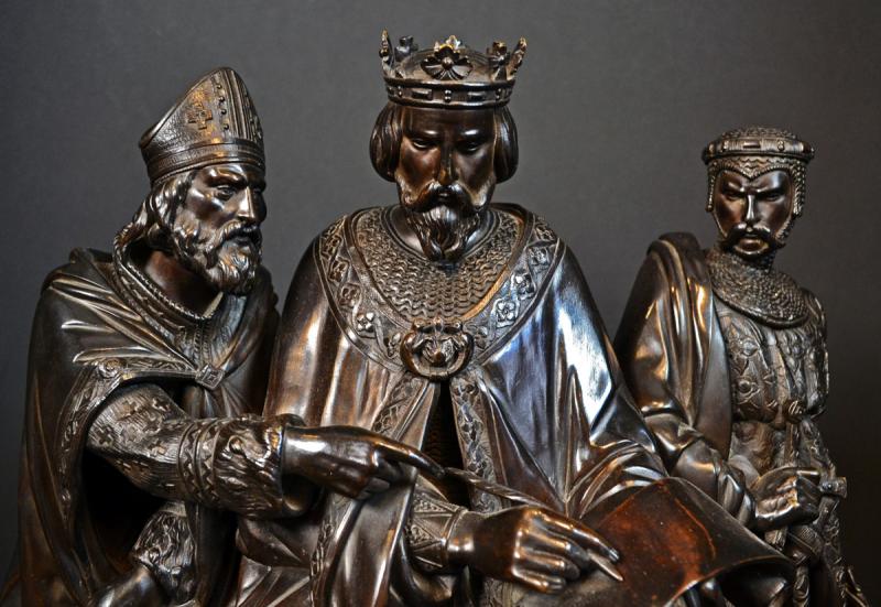 Most Rare and Intriguing, Original 1300's, Medieval Ecclesiastical Personal Bronze Seal Matrix of Two Figures Each in a Lancet Arch, Engraved At The Rim St Philip {the Apostle}. Over 700 Years Old. With Potential Connection to Kirkham Priory, Yorkshire