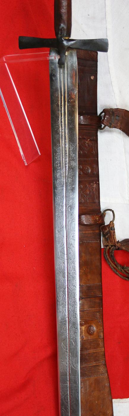 A Hugely Impressive, Attractive and Historical, Sudan War 'Mahdi' Warrior's War Sword, a Siege of Khartoum' Period & Battle of Omdurman Kaskara. With Spectacular Blade Bearing Armourer's Stamps & Inscription