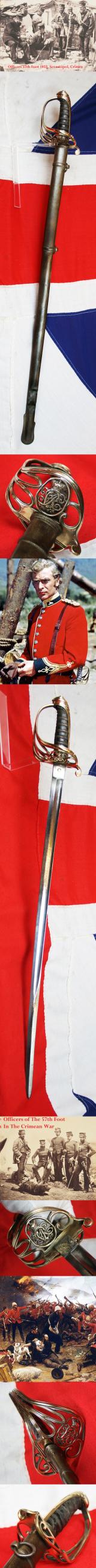 A Crimean & Zulu War Original 1821/45 Pattern Victorian Wilkinson Infantry Officer’s Deluxe Grade Combat Sword. Traditional Gothic Style Pierced Half Basket Hilt With Queen Victoria’s Cypher. Exactly As Worn By Lt Bromhead. Of a 57th Regt. Of Foot Officer