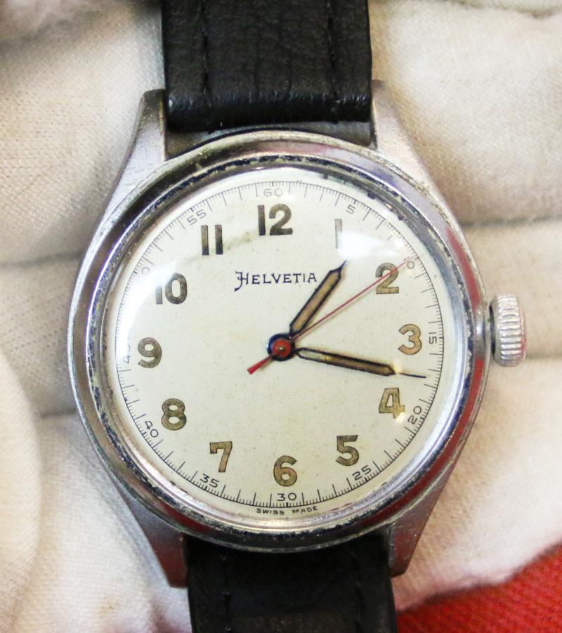 A Super and Intriguing WW2 German, Third Reich, Military, Surveillance Officer's Wrist Watch, Stamped, DI H, Deutsches Inteligenz {or Italienisch For Afrika Korps} Heer. Made For The German Armed Forces By Helvetia Swiss Watch Co. Good Working Order