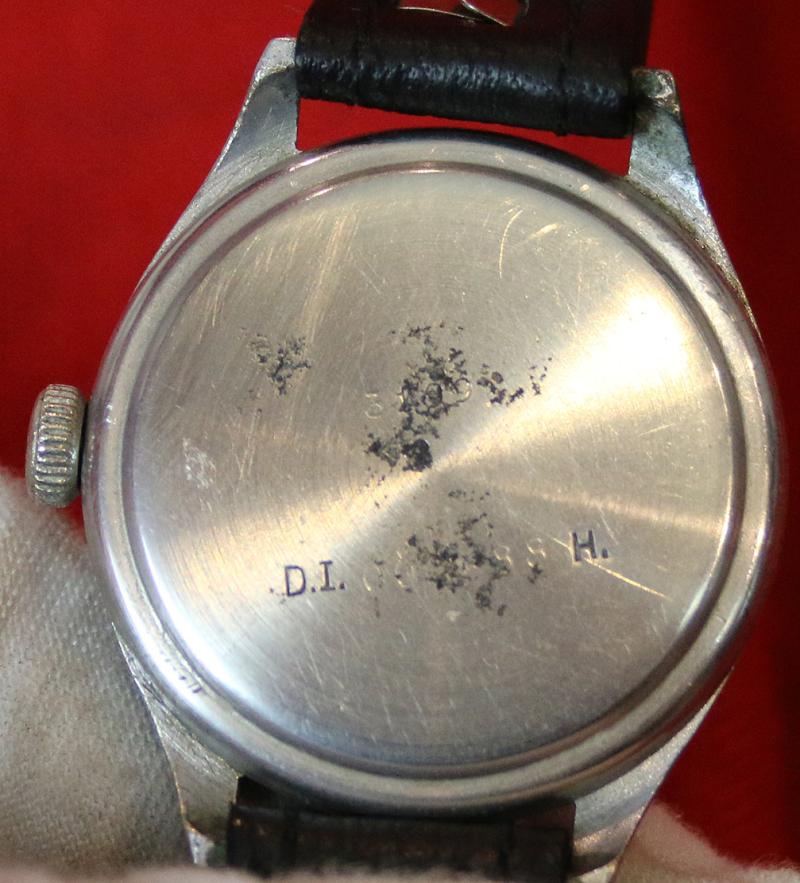 A Super and Intriguing WW2 German, Third Reich, Military, Surveillance Officer's Wrist Watch, Stamped, DI H, Deutsches Inteligenz {or Italienisch For Afrika Korps} Heer. Made For The German Armed Forces By Helvetia Swiss Watch Co. Good Working Order