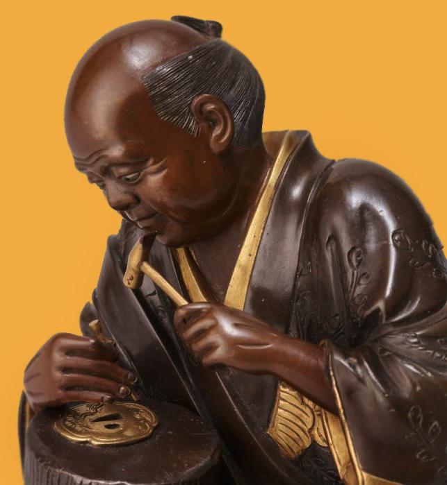 A Beautiful Quality Nanban Tsuba of Flying Dragons Over Scrolling Clouds With Gold Work. It Is Simply Breathtaking in its Beauty And Craftsmanship.