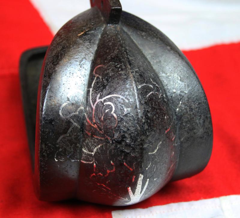 A Very Attractive, Edo Era 17th to 18th Century Samurai's Tetsu Abumi Stirrup, Inlaid With Silver in a Pattern Of a Flower Mon