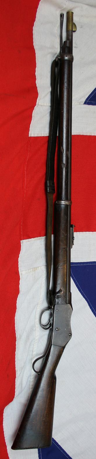 Original Antique MK I - II Short Lever Martini Henry Rifle, Dated 1875, By Enfield, Early Model Long Cocking Indicator, With Original Victorian Leather Sling. Rare Brass Muzzle Dust Cover & In Fabulous Condition. One Of Only 1400 Early MK1 Models Made