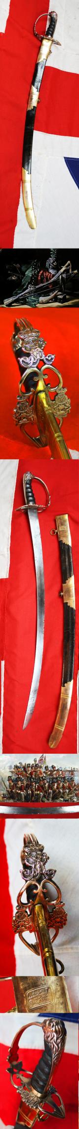 A Very Rare, And Incredibly Beautiful Regimental, Napoleonic, Museum Piece British Sword Of The 1st Regiment Of Foot With Battle Honour Crest Of The Regiment With the Honour of Egyptian {Aboukir 1801 & Alexandria 1801} Campaign of The Sphinx