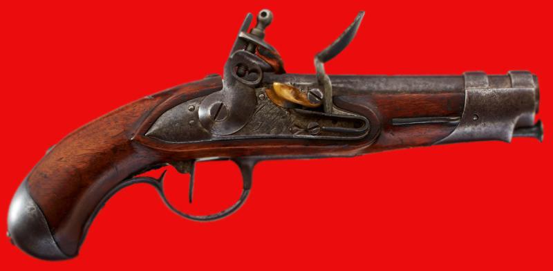 A Rare & Superb, Napoleonic Wars, Year (An) 9 French Gendarmerie Imperial Guard of the Grand Armee Flintlock Pistol. In Great Condition. All Steel Mounts & Made From The Imperial Maubeuge Arsenal Contract, of the Ist Empire