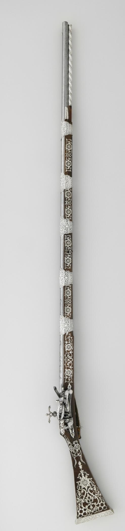A Truly Exceptional, Original, Highest Grade Napoleonic Wars Period Antique Museum Piece Miquelet, A Magnificent Example Likely Made For Ali Pasha. An All Silver Mounted Miquelet Long Gun, Another Was Presented to President Thomas Jefferson in 1805