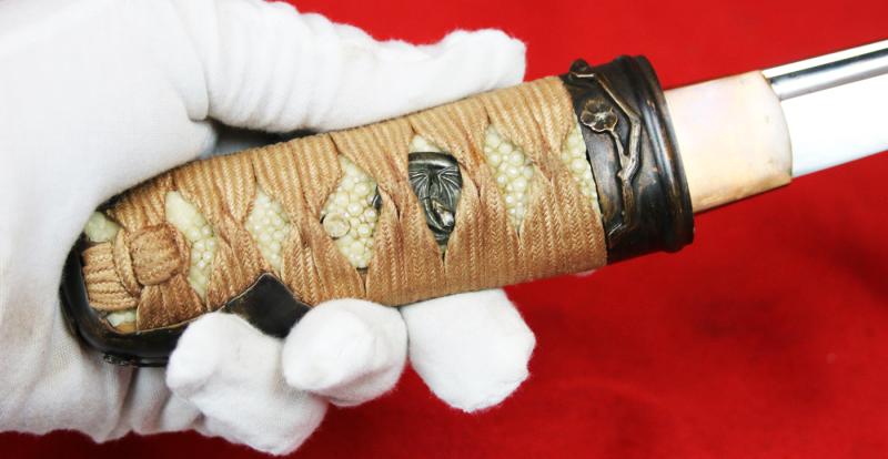 A Beautiful & Most Charming Aikuchi Tanto. Japanese Civil Wars Period Early, Koto Blade, Circa Late 14th Century, Delightful Takebori Matched Koshirae On The Theme of Japanese Plum {Ume} Blossom & Bamboo {Sho-Chiku-Bai}