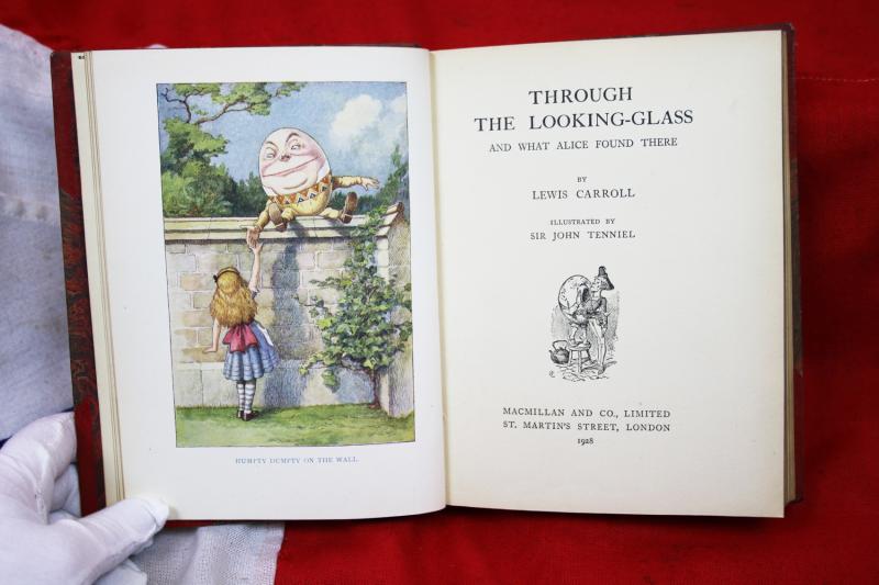 Beautiful Antique Volume,The Timeless Classic, Lewis Carroll, 'Through the Looking Glass and What Alice Found There.' Original 1928 Printing Deluxe Sangorski & Sutcliffe Binding. From The Library of Mina Bowater, Ex Libris Book-Plate by Malcolm Appleby
