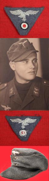 M43 Luftwaffe Trapezoid Eagle 'Ski Cap' Insignia. Tunic Removed